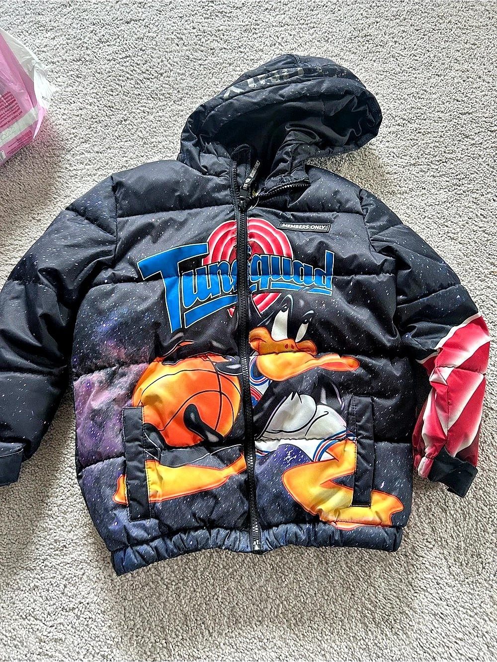 Members Only Space Jam Graphic Puffer Jacket Size 6